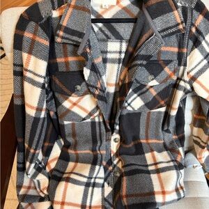 Thread & Supply Plaid Teddy Jacket - Black, Cream, and Orange